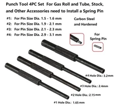 All Steel 4 PC Hollow End Roll Pin Tool Starter Punch Set for Spring Pin Install