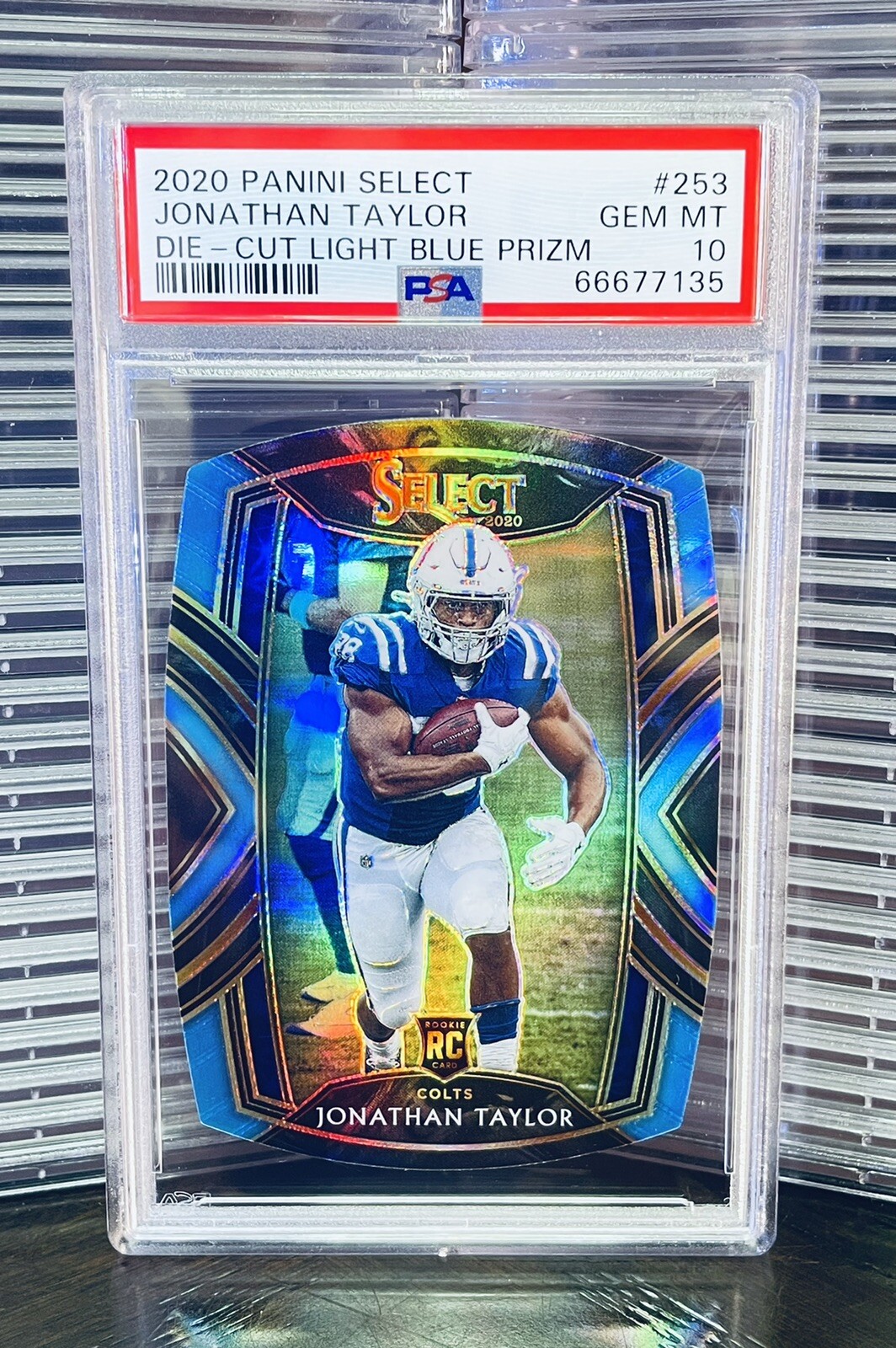 Jonathan Taylor 2020 Select Light Blue Die-Cut Prizm Club Level PSA 10 GEM MINT