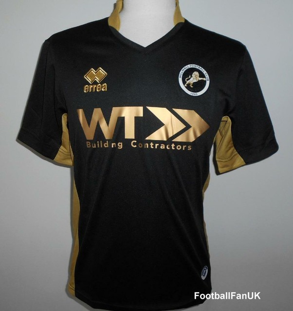 MILLWALL FC Errea Mens Third Football Shirt 2017-2018 NEW Mens Black 3rd Jersey | eBay