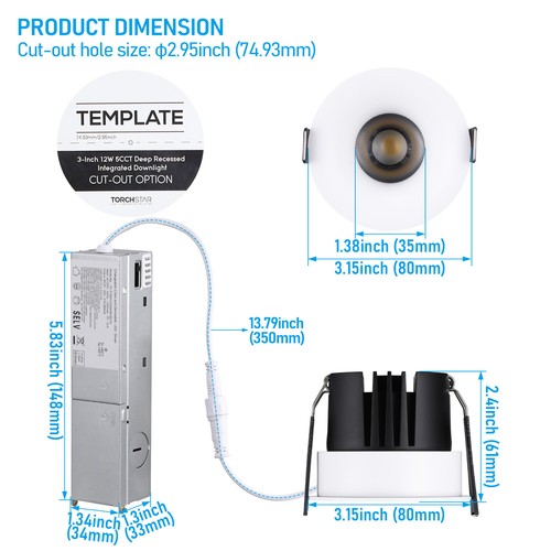 2 Pack LED 5CCT 3-inch Recessed Lights, Deep Anti-glare, Narrow Frame - Picture 9 of 9