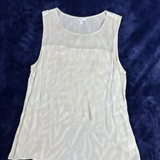 Gap Womens M Off White Top Blouse Sleeveless Ruffle Pattern Pullover