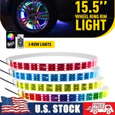 15.5 Rgb Chasing Flow Three Row Led Wheel Ring Rim Lights For Truck Car 4x