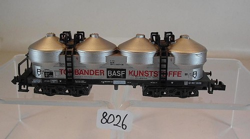 Minitrix Spur N 1/160 Silowagen BASF Tonbänder Kunststoffe 4-achsig der DB #8026 | Zustand: Gebraucht
