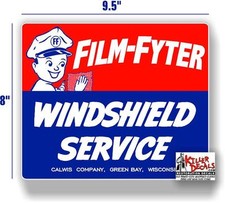 (FILM-STA-1) 9.5" FILM FYTER MAN WINDSHIELD SERVICE BOX DECAL STATION GASOLINE