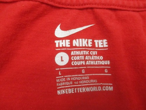 The Nike Tee Size L Kids Unisex Red Cotton Short Sleeve Athletic Gym T-Shirt 434 - Picture 7 of 8