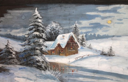 Paysage d'hiver de peinture à l'huile impressionniste vintage - Imagen 7 de 12