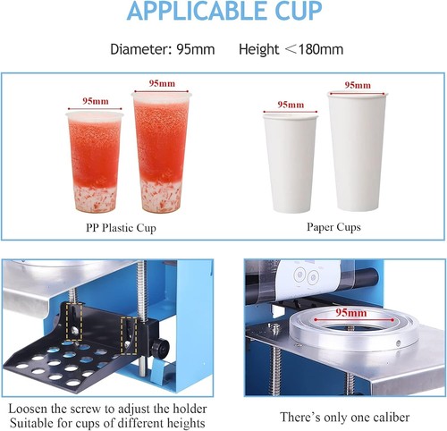 Electric Manual Cup Sealer for 180mm Tall Cups - 270W, Durable Metal Design - Bild 4 von 8