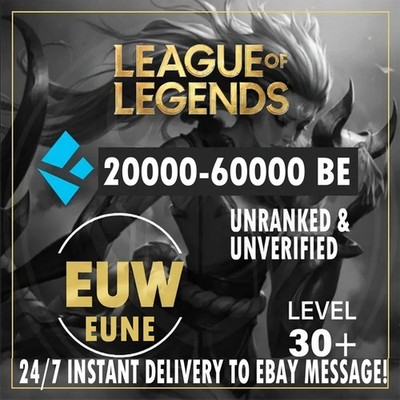 League of Legends LoL Smurf LV30+ Unranked Unverified Account 24/7 Delivery