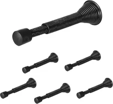 Spring Door Stoppers 6 Pack Black Heavy Duty Wall Mount Bumper for Home Office