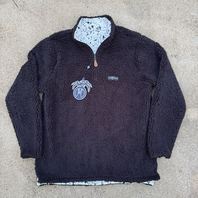 #ad USA Palm Reversible Sherpa 1 4 Zip in Splatter Black Sherpa NWT Men’s Large $39.99