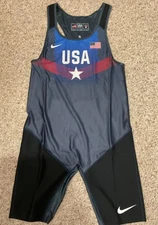 New Nike Men’s XL Blue Team USA Weightlifting Wrestling Singlet. Free Shipping