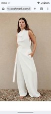 Special Occasion Ivory Zara Jumpsuit Wraparound Skirt Cowl Neck Sz 6/8