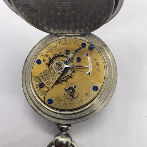 ANTIQUE 1881 18S ROCKFORD KEY WIND & SET ANTIQUE POCKET WATCH FOR REPAIR - Picture 6 of 14