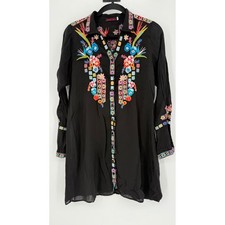 JOHNNY WAS TUNIC EMBROIDERED SHIRT DRESS BUTTON DOWN SMALL