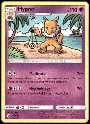 Hypno 60/149 SM Base Set Regular MP Pokemon TCG