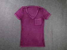 Arizona Top Women Small Heathered Purple Base Layer Capsule Pocket Causal Preppy