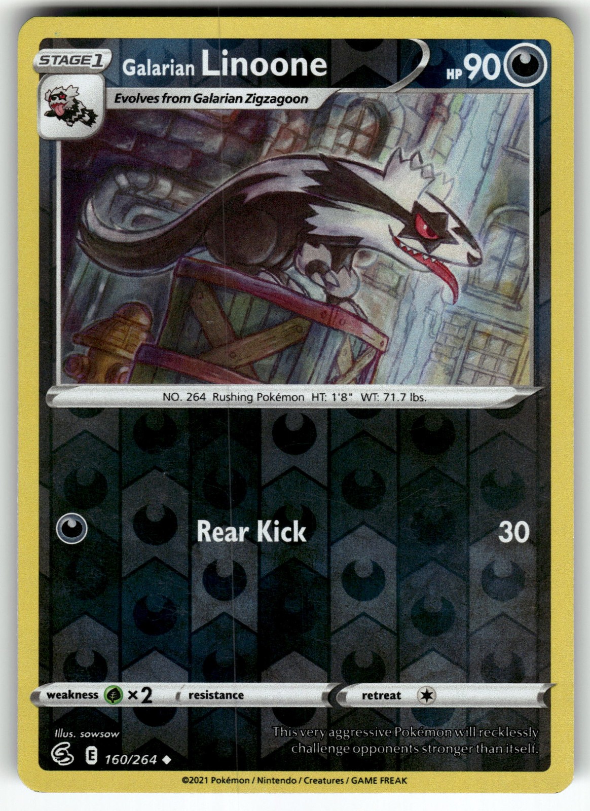 Galarian Linoone 160/264 SWSH08: Fusion Strike LP Pokemon Card TCG