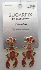 SUGARFIX by BaubleBar Claws Out Lobster Summer Earrings - Red NWT