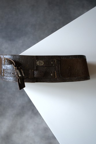 F/W 2001 Miu Miu Calf Fur Corset Double Buckle Сhapped Skin Leather Belt Vintage - Picture 9 of 16