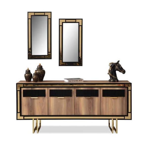 Holzschrank Anrichte Sideboard Braun Schrank Kommode Holz Esszimmer-image