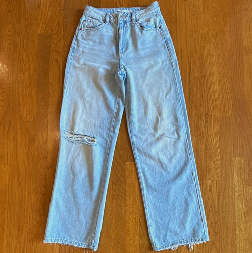 Garage Women's High-Rise Wide-Leg Light Wash Distressed Denim Jeans 25