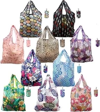 10 Pack Reusable Grocery Bags 50LBS Foldable Reusable Grocery Nylon Shopping