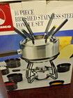 ROSHCO BRUSHEDSTAINLESS STEEL 16 PIECE FONDUE SET WITH 6 CERAMIC REMKINS