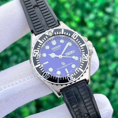 Rare Vintage Citizen CQ Mini Diver 150 M Japan Made Unisex Quartz Watch 4-753321