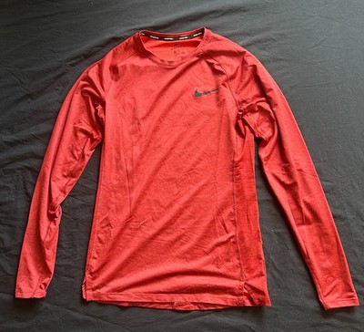 Nike Pro Dri-FIT Langarmshirt Herren M Rot Compression Shirt