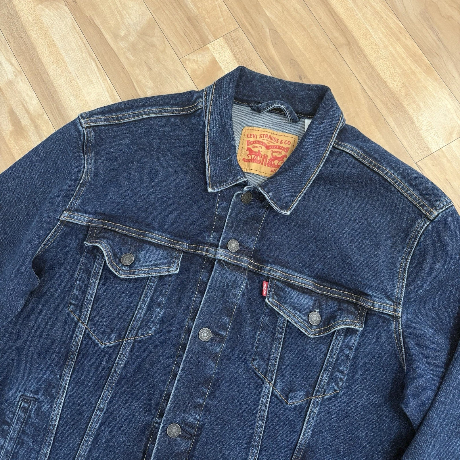 Levis Mens Denim Jacket XL Extra Large Blue Type 3 Trucker Cafe Racer Biker