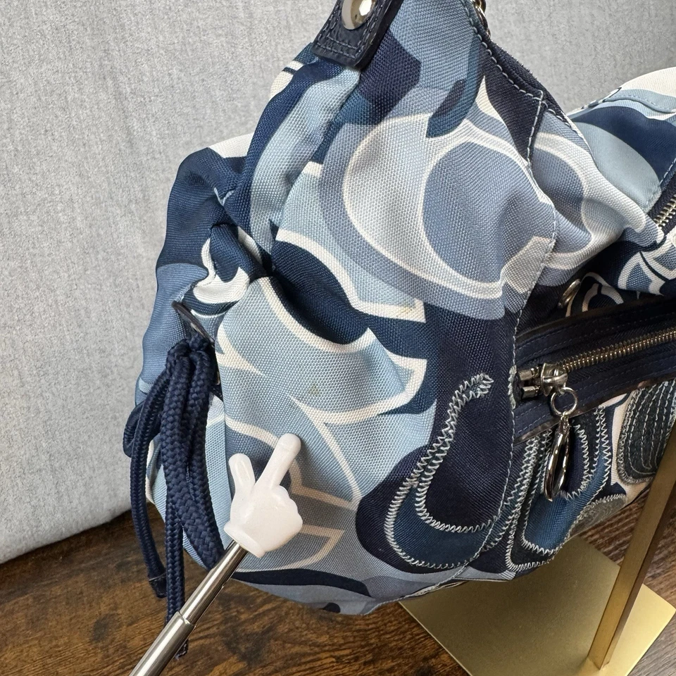 Coach Poppy Shades Of Blue Hobo Handbag 15377 Y2K Signature Cs Purse Leather - Image 4 of 4