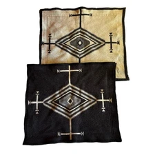 Pendleton Wool Pillow Covers Aztec Southwest, Reversible set of 2, Black Ivory