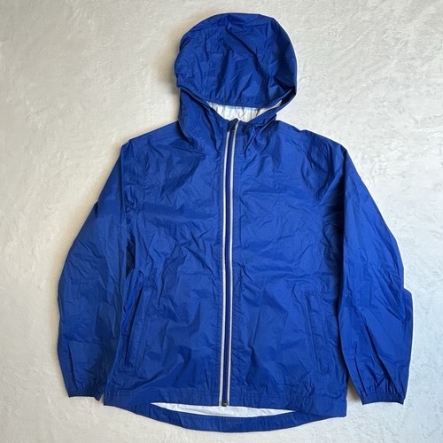Hanna Andersson Blue Packable Hooded Rain Jacket Zip Pockets Size 140 cm/US 10