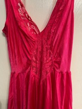 Vtg 1970s Olga HOT PINK Nylon/Spandex Nightgown 92270 - Full Sweep Size M Sissy