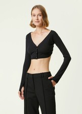 JACQUEMUS black v-neck wool crop bustier style cardigan Size 6 US / Medium / 38