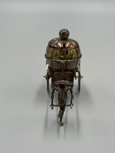Antique Early 20th c. Chinese Silver Rickshaw Ornament Figurines 4'' signed - Picture 3 of 13
