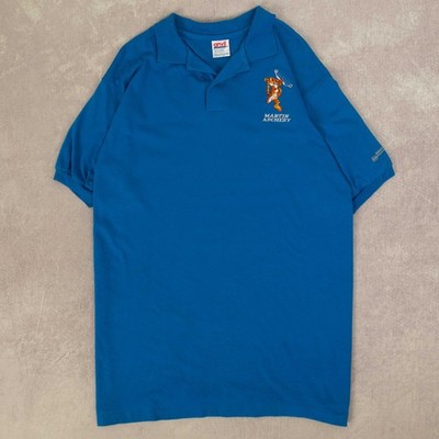 Anvil Vintage 90s Martin Archery Single Stitch Polo Graphic T-Shirt L Herren Blau 