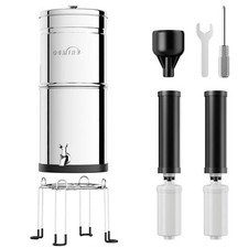 Oemiry 2.25G Gravity Water Filter System With Stand – Stainless Steel Countertop