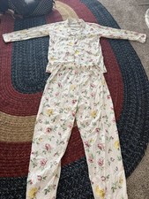 Vintage Victoria's Secret Gold Label Floral Cotton Pajama Set L 90s Rose