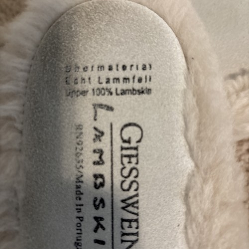 Giesswein Beige Plush Lambswool Slippers House Shoes Size 41 (US10) NWT - Picture 7 of 8