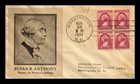 SUSAN B ANTHONY WOMEN SUFFRAGE FDC SCOTT 784 BLOCK OF 4 US COVER
