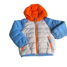 Mini Boden puffer color block hooded full zip kids coat SIZE 2-3