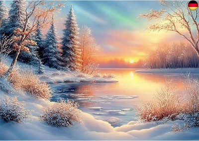 NEWENMO 5D Winterlandschaft Diamond Painting Full Drill,Ansichten von