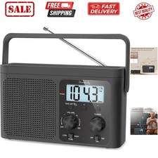 AM FM Radio Portable - Shortwave Radio Battery Powered or Plug in Wall for Ho...