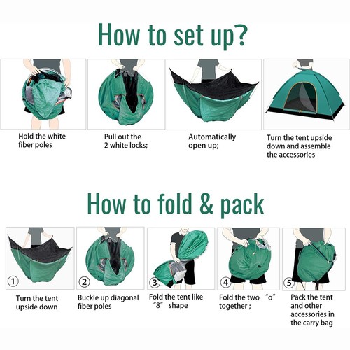 Pop Up Tent Automatic 3 Man Person Family Tent Camping Festival Outdoor Shelter - Picture 13 of 16