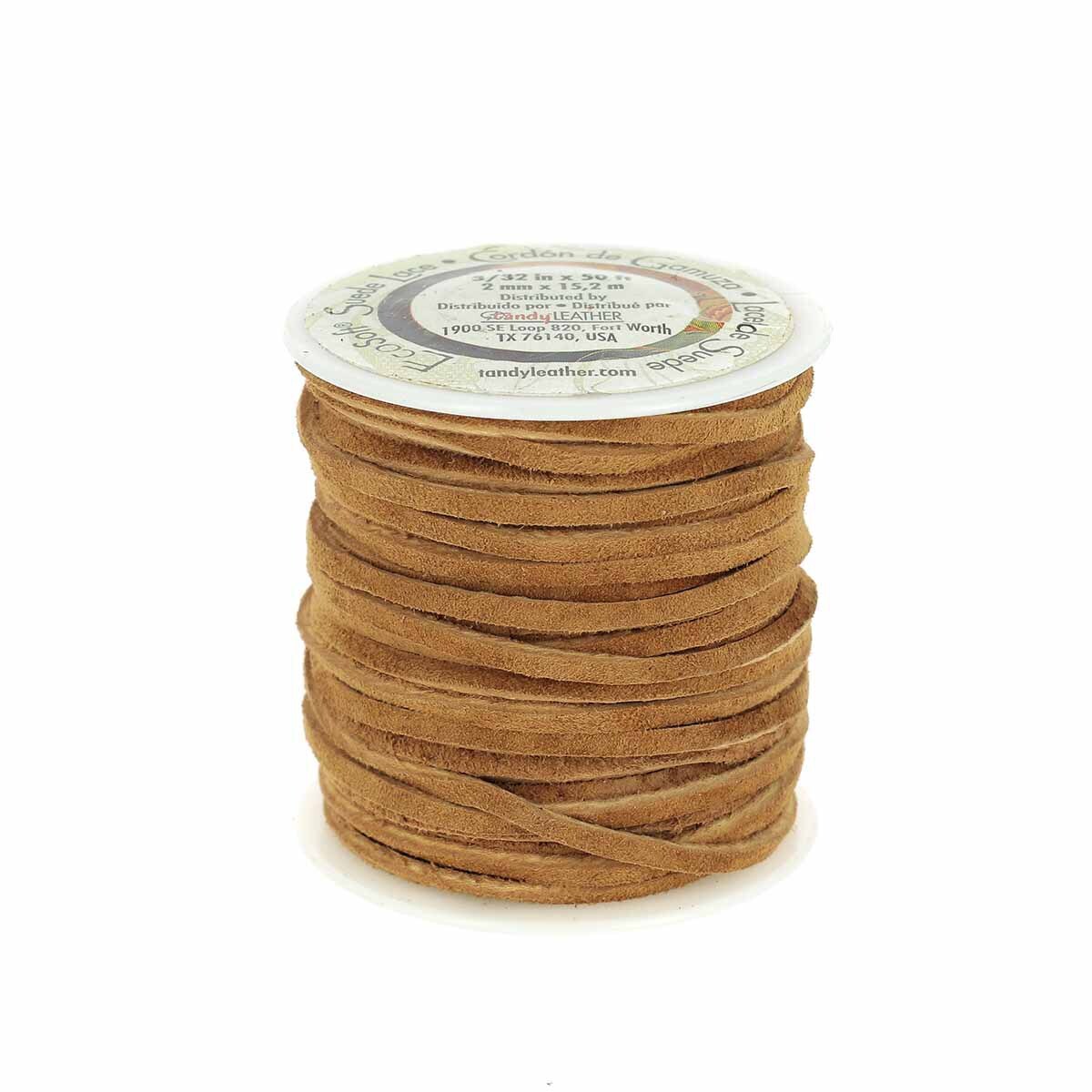 Lacet en croûte de cuir velours plat marron clair pour tressage et bijoux DIY