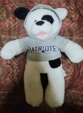 Build A Bear Cookies n Cream Black And White Puppy Dog Plush w/ Patriots Sweater