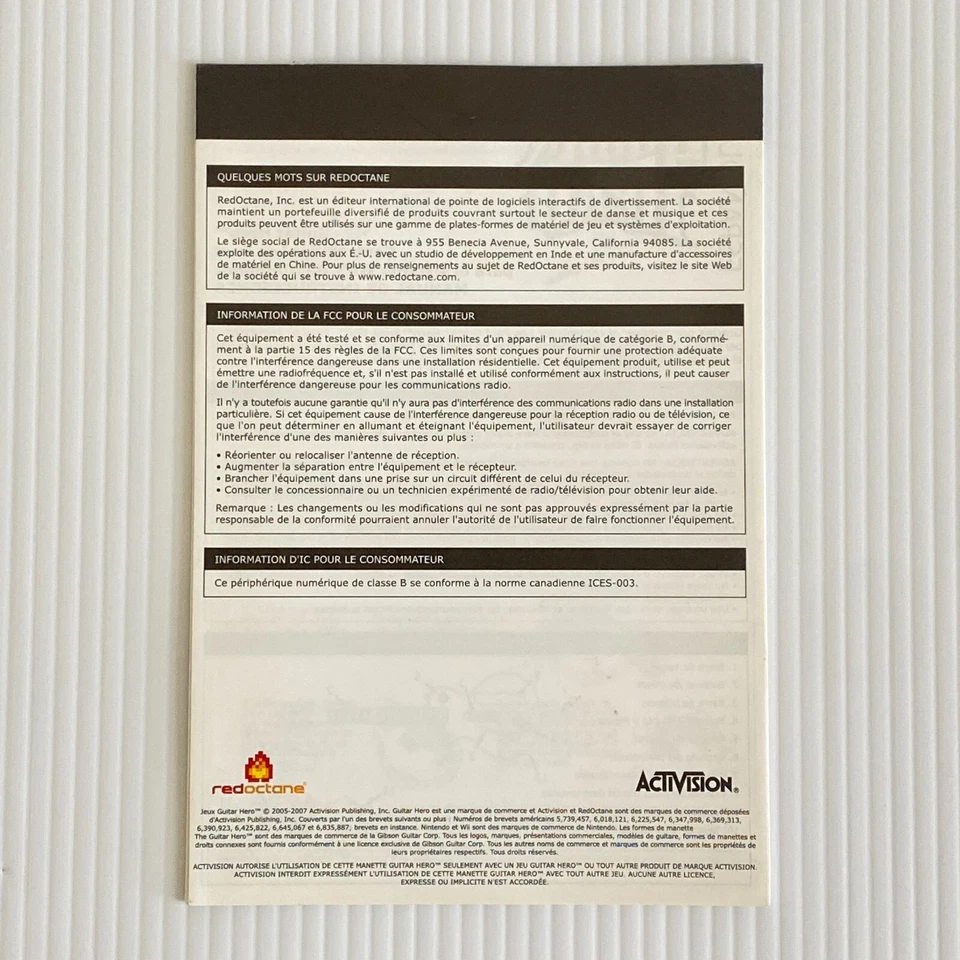 Guitar Hero Les Paul Controller Nintendo Wii Instruction Manual WITH STICKERS - Image 2 of 3