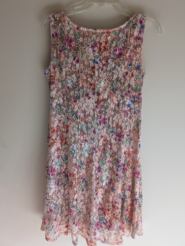 Perceptions Petite Pink Floral Lace Dress Lined 10 P Festival Boho Fairy Summer