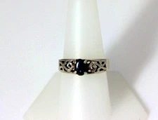Vtg Sterling SIlver Pierce Work Faceted Hematite Wheeler Co. Ring Size 9 - 1198